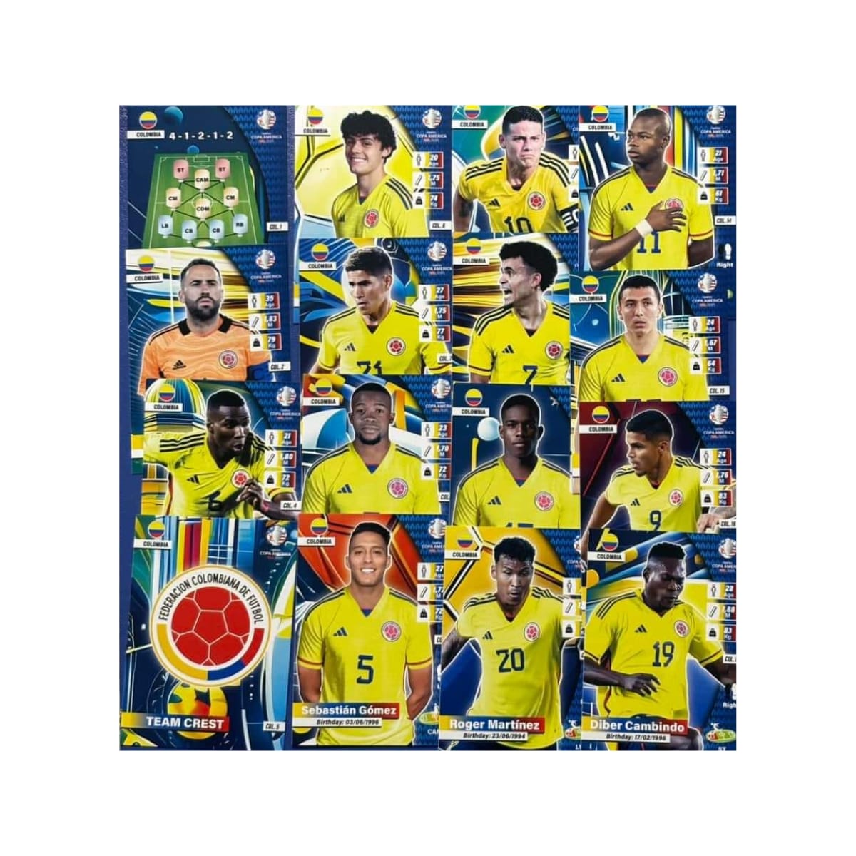 Tarjetas Seleccion Colombia Completa Flash Edition Copa America 2024